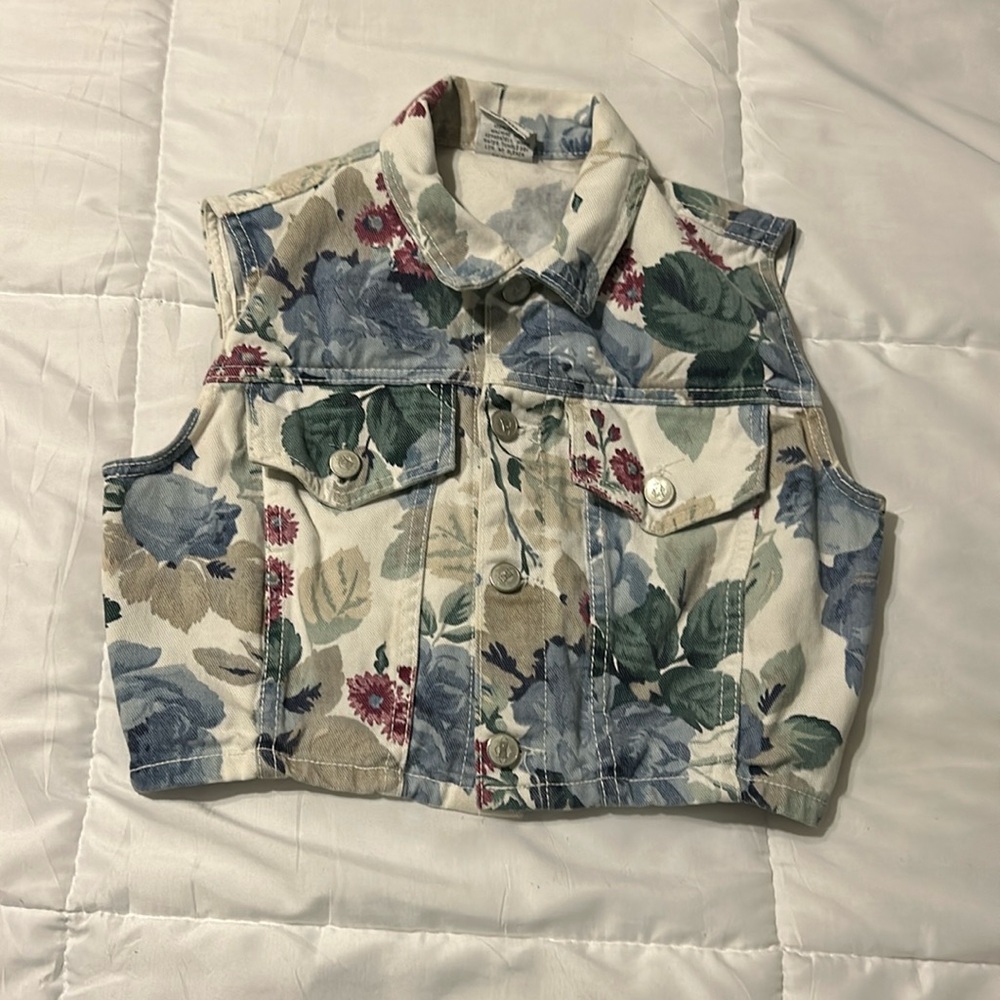 Girls floral print 90s Denim Vest